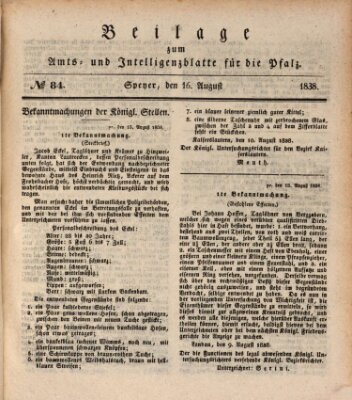 Königlich bayerisches Amts- und Intelligenzblatt für die Pfalz Donnerstag 16. August 1838