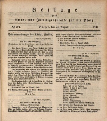 Königlich bayerisches Amts- und Intelligenzblatt für die Pfalz Donnerstag 23. August 1838