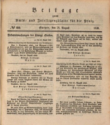 Königlich bayerisches Amts- und Intelligenzblatt für die Pfalz Dienstag 28. August 1838