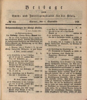 Königlich bayerisches Amts- und Intelligenzblatt für die Pfalz Dienstag 11. September 1838