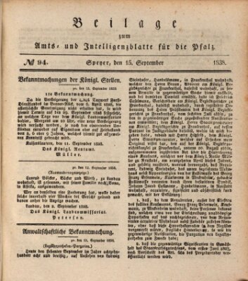 Königlich bayerisches Amts- und Intelligenzblatt für die Pfalz Samstag 15. September 1838