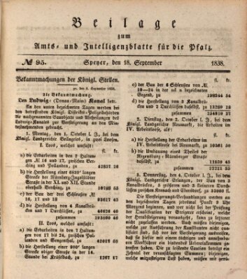 Königlich bayerisches Amts- und Intelligenzblatt für die Pfalz Dienstag 18. September 1838