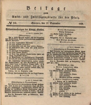 Königlich bayerisches Amts- und Intelligenzblatt für die Pfalz Donnerstag 20. September 1838