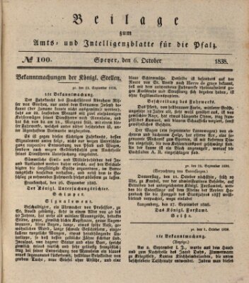 Königlich bayerisches Amts- und Intelligenzblatt für die Pfalz Samstag 6. Oktober 1838