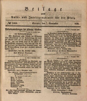 Königlich bayerisches Amts- und Intelligenzblatt für die Pfalz Mittwoch 7. November 1838