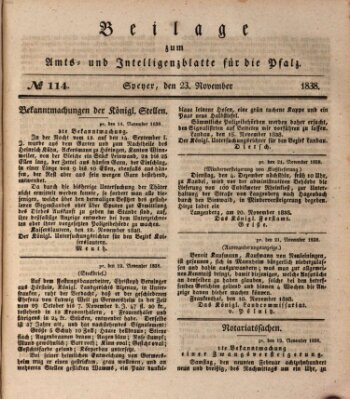 Königlich bayerisches Amts- und Intelligenzblatt für die Pfalz Freitag 23. November 1838