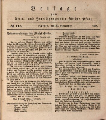 Königlich bayerisches Amts- und Intelligenzblatt für die Pfalz Freitag 30. November 1838