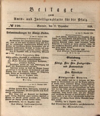 Königlich bayerisches Amts- und Intelligenzblatt für die Pfalz Mittwoch 19. Dezember 1838