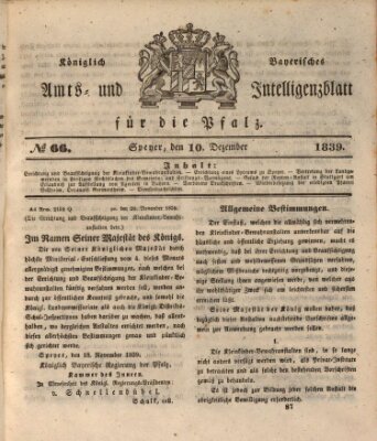 Königlich bayerisches Amts- und Intelligenzblatt für die Pfalz Dienstag 10. Dezember 1839