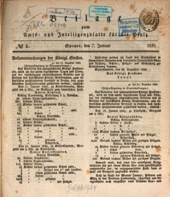 Königlich bayerisches Amts- und Intelligenzblatt für die Pfalz Montag 7. Januar 1839