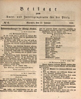 Königlich bayerisches Amts- und Intelligenzblatt für die Pfalz Dienstag 22. Januar 1839