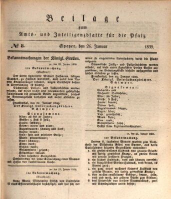 Königlich bayerisches Amts- und Intelligenzblatt für die Pfalz Samstag 26. Januar 1839