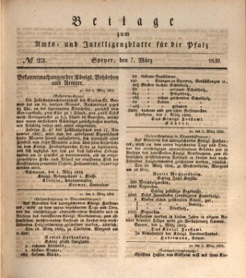 Königlich bayerisches Amts- und Intelligenzblatt für die Pfalz Donnerstag 7. März 1839