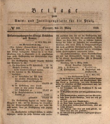 Königlich bayerisches Amts- und Intelligenzblatt für die Pfalz Mittwoch 20. März 1839