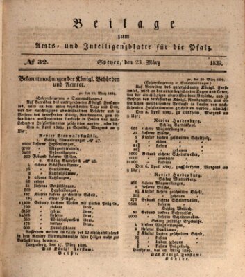 Königlich bayerisches Amts- und Intelligenzblatt für die Pfalz Samstag 23. März 1839