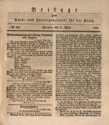 Königlich bayerisches Amts- und Intelligenzblatt für die Pfalz Dienstag 26. März 1839