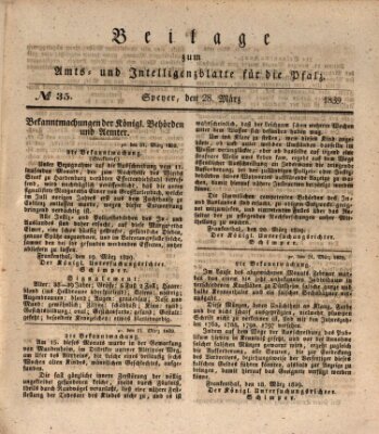 Königlich bayerisches Amts- und Intelligenzblatt für die Pfalz Donnerstag 28. März 1839