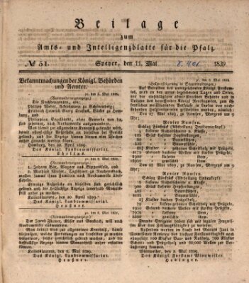 Königlich bayerisches Amts- und Intelligenzblatt für die Pfalz Samstag 11. Mai 1839