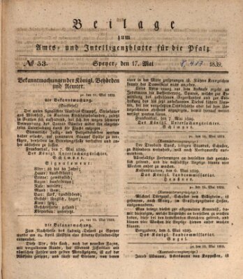 Königlich bayerisches Amts- und Intelligenzblatt für die Pfalz Freitag 17. Mai 1839