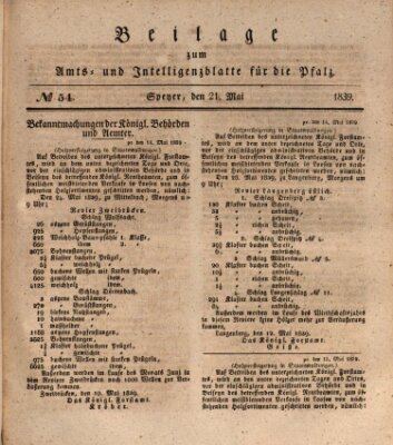 Königlich bayerisches Amts- und Intelligenzblatt für die Pfalz Dienstag 21. Mai 1839