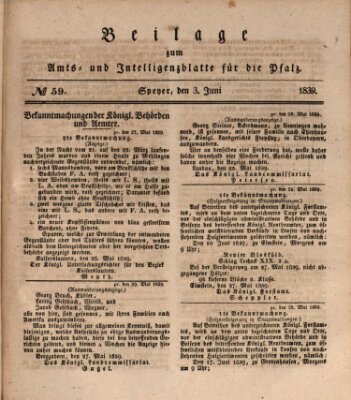 Königlich bayerisches Amts- und Intelligenzblatt für die Pfalz Montag 3. Juni 1839