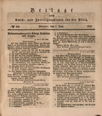 Königlich bayerisches Amts- und Intelligenzblatt für die Pfalz Mittwoch 5. Juni 1839