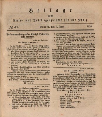 Königlich bayerisches Amts- und Intelligenzblatt für die Pfalz Freitag 7. Juni 1839