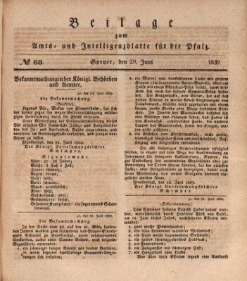 Königlich bayerisches Amts- und Intelligenzblatt für die Pfalz Samstag 29. Juni 1839