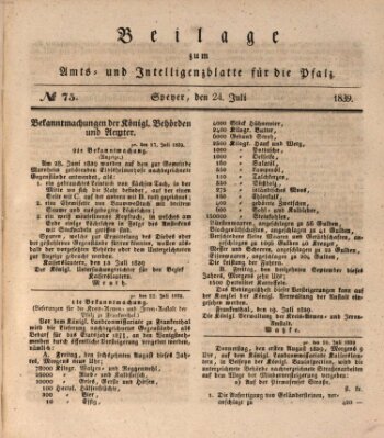 Königlich bayerisches Amts- und Intelligenzblatt für die Pfalz Mittwoch 24. Juli 1839