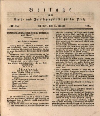 Königlich bayerisches Amts- und Intelligenzblatt für die Pfalz Montag 19. August 1839