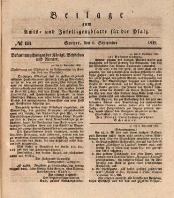 Königlich bayerisches Amts- und Intelligenzblatt für die Pfalz Freitag 6. September 1839