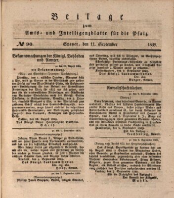 Königlich bayerisches Amts- und Intelligenzblatt für die Pfalz Mittwoch 11. September 1839