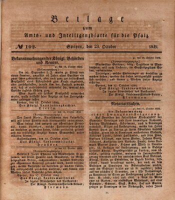 Königlich bayerisches Amts- und Intelligenzblatt für die Pfalz Mittwoch 23. Oktober 1839