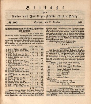 Königlich bayerisches Amts- und Intelligenzblatt für die Pfalz Samstag 26. Oktober 1839