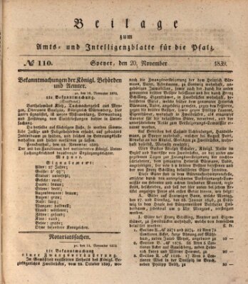 Königlich bayerisches Amts- und Intelligenzblatt für die Pfalz Mittwoch 20. November 1839