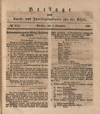 Königlich bayerisches Amts- und Intelligenzblatt für die Pfalz Montag 2. Dezember 1839