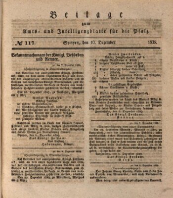 Königlich bayerisches Amts- und Intelligenzblatt für die Pfalz Dienstag 10. Dezember 1839