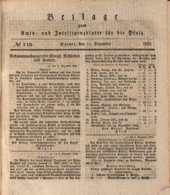 Königlich bayerisches Amts- und Intelligenzblatt für die Pfalz Samstag 14. Dezember 1839