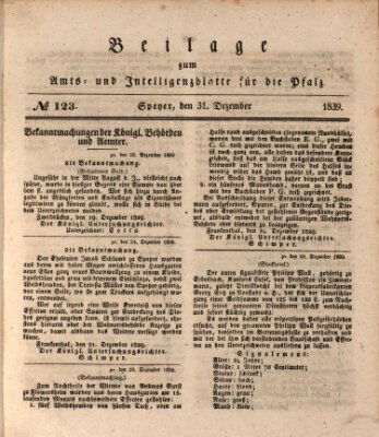 Königlich bayerisches Amts- und Intelligenzblatt für die Pfalz Dienstag 31. Dezember 1839