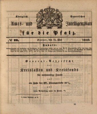 Königlich bayerisches Amts- und Intelligenzblatt für die Pfalz Montag 18. Mai 1840