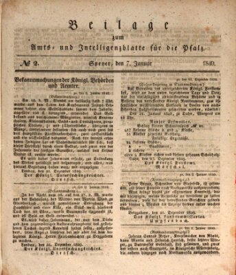 Königlich bayerisches Amts- und Intelligenzblatt für die Pfalz Dienstag 7. Januar 1840