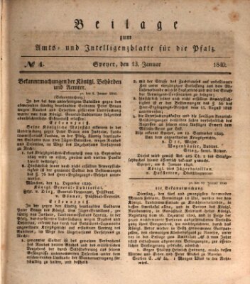 Königlich bayerisches Amts- und Intelligenzblatt für die Pfalz Montag 13. Januar 1840