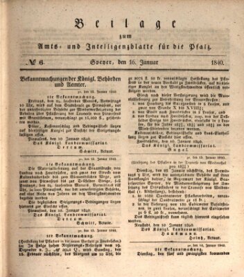 Königlich bayerisches Amts- und Intelligenzblatt für die Pfalz Donnerstag 16. Januar 1840