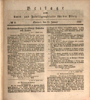 Königlich bayerisches Amts- und Intelligenzblatt für die Pfalz Mittwoch 22. Januar 1840