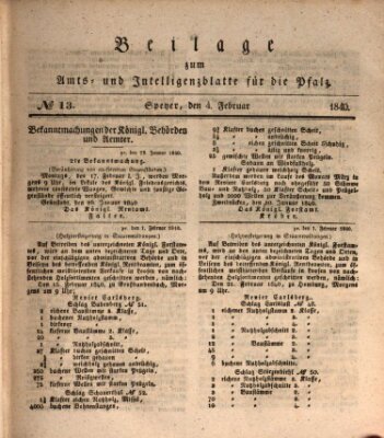 Königlich bayerisches Amts- und Intelligenzblatt für die Pfalz Dienstag 4. Februar 1840