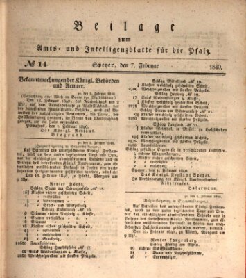 Königlich bayerisches Amts- und Intelligenzblatt für die Pfalz Freitag 7. Februar 1840