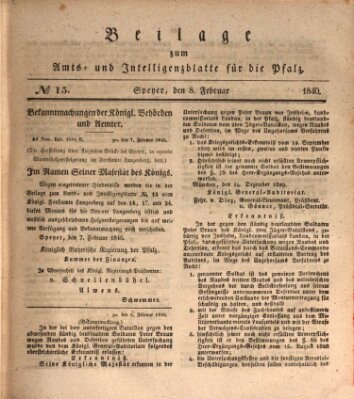 Königlich bayerisches Amts- und Intelligenzblatt für die Pfalz Samstag 8. Februar 1840