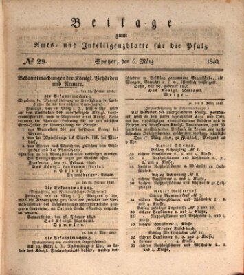 Königlich bayerisches Amts- und Intelligenzblatt für die Pfalz Freitag 6. März 1840