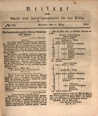 Königlich bayerisches Amts- und Intelligenzblatt für die Pfalz Montag 16. März 1840