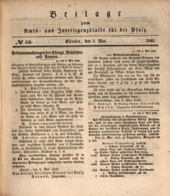 Königlich bayerisches Amts- und Intelligenzblatt für die Pfalz Samstag 9. Mai 1840